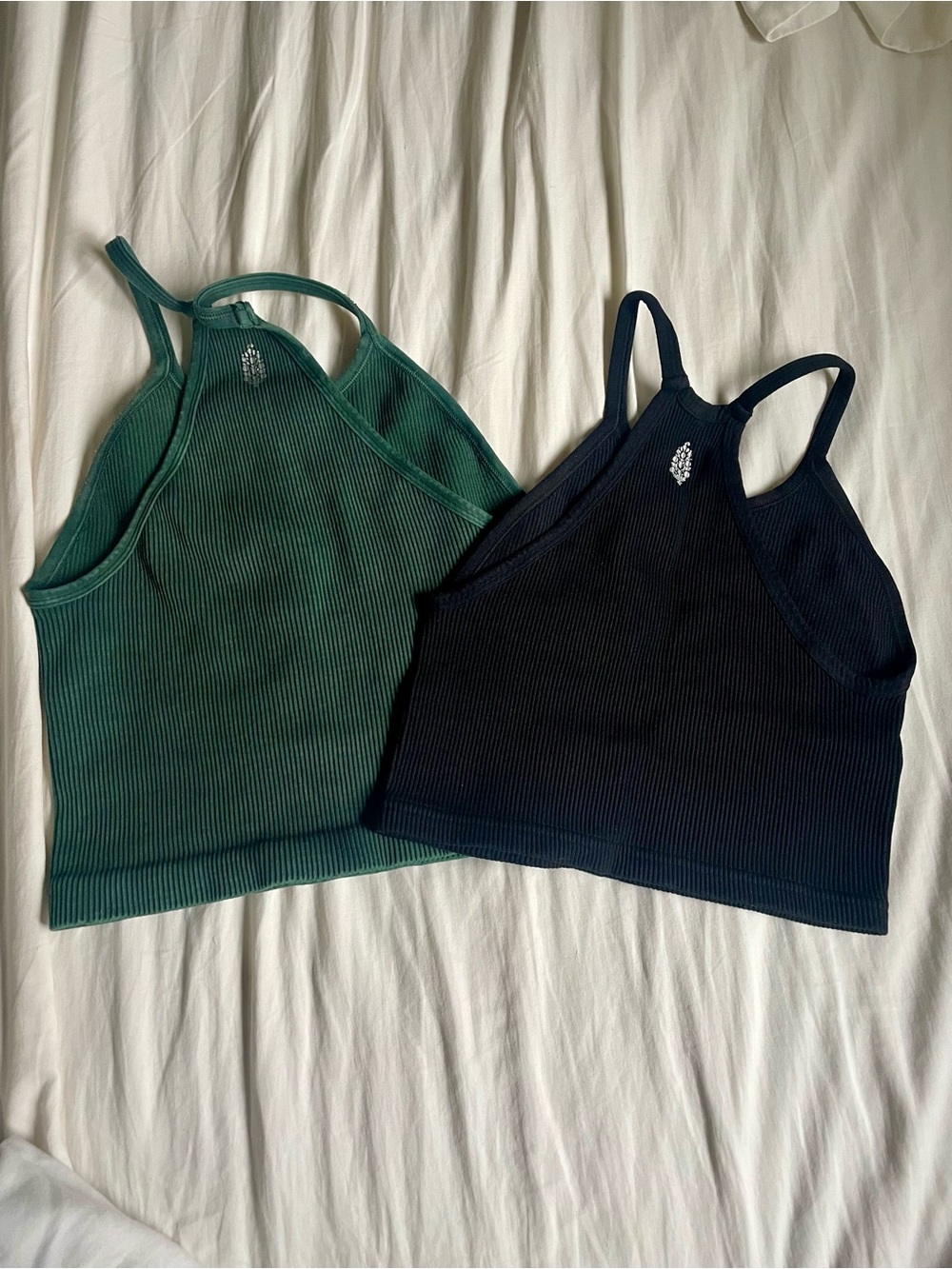 FP Movement by Free People Ribbed Racerback Crop Tanks - Black & Green XS/S - Picture 2 of 2